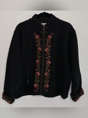 Coldwater Creek 100% Wool Southwestern Jacket Women's XL Jacket Coat Embroidered